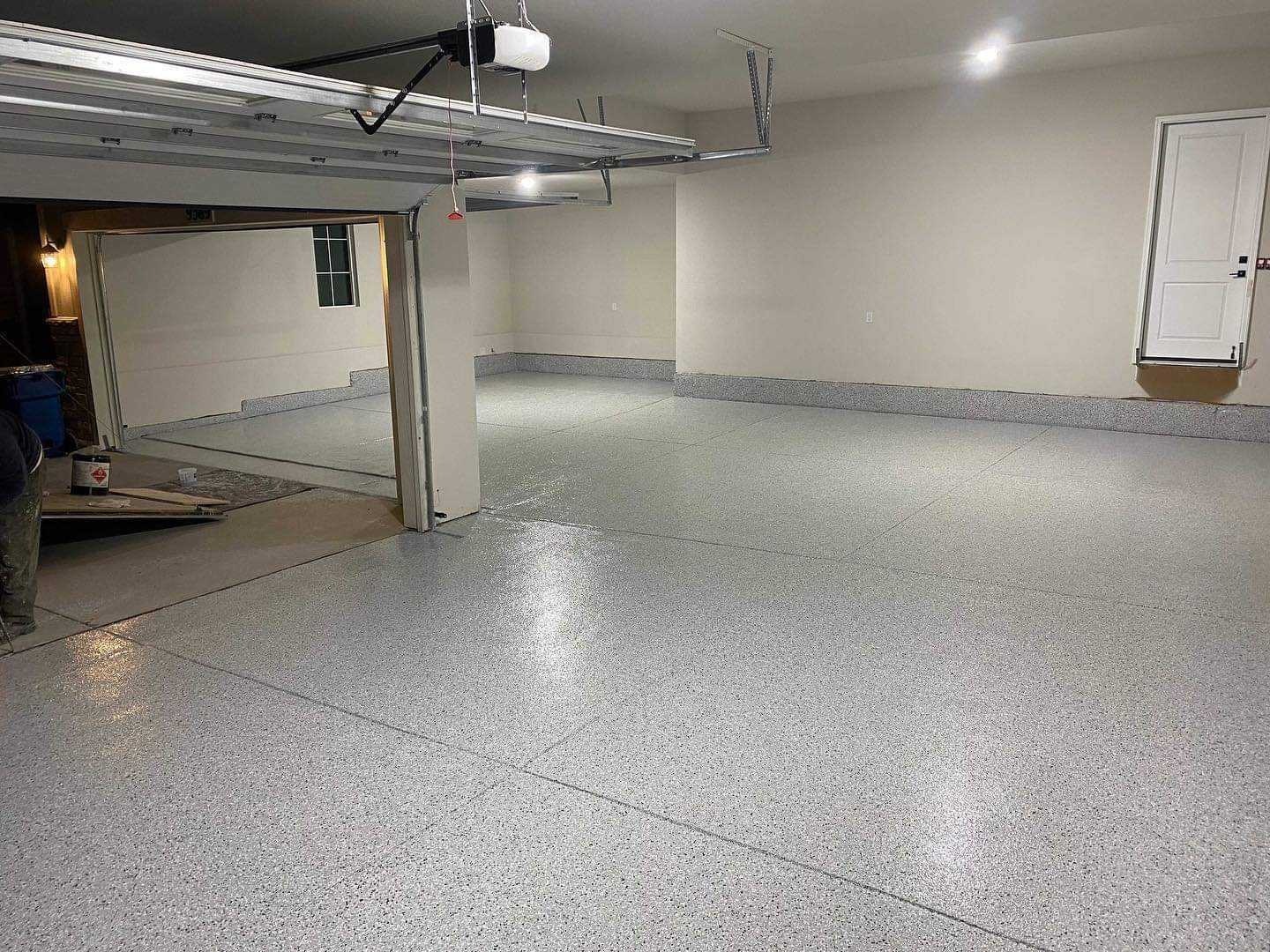 Decorative flake floor close-up
